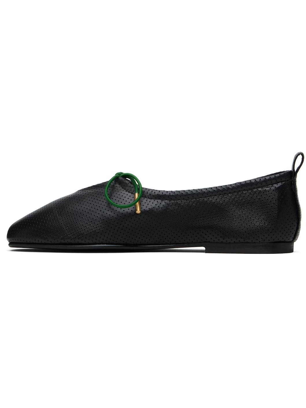 Black Perforated Ballet Flats - 3