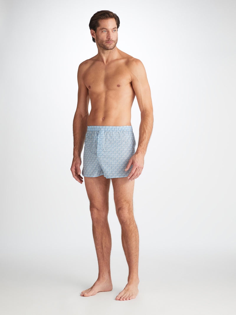 Men's Modern Fit Boxers Ledbury 72 Cotton Batiste Blue - 5