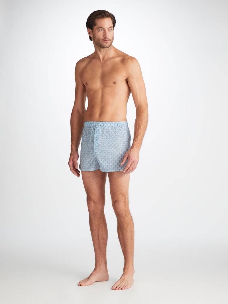 Men's Modern Fit Boxers Ledbury 72 Cotton Batiste Blue 3