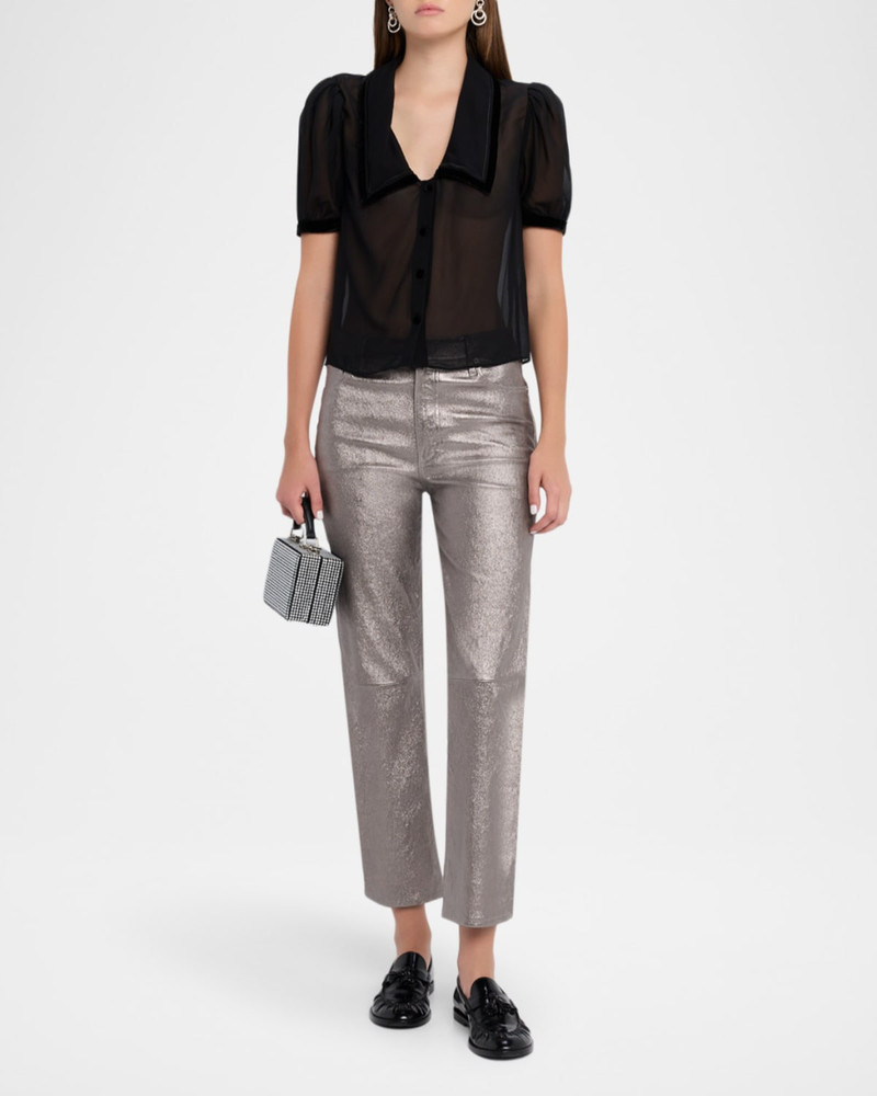 FRAME Le Sleek Straight Leather Pants outlook