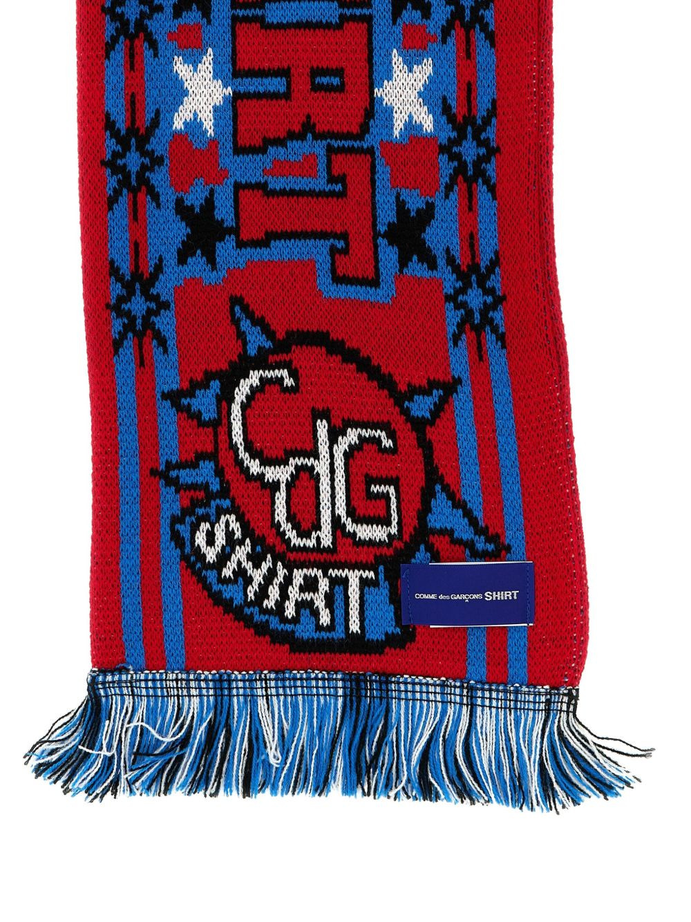 intarsia-knit fringed scarf - 3
