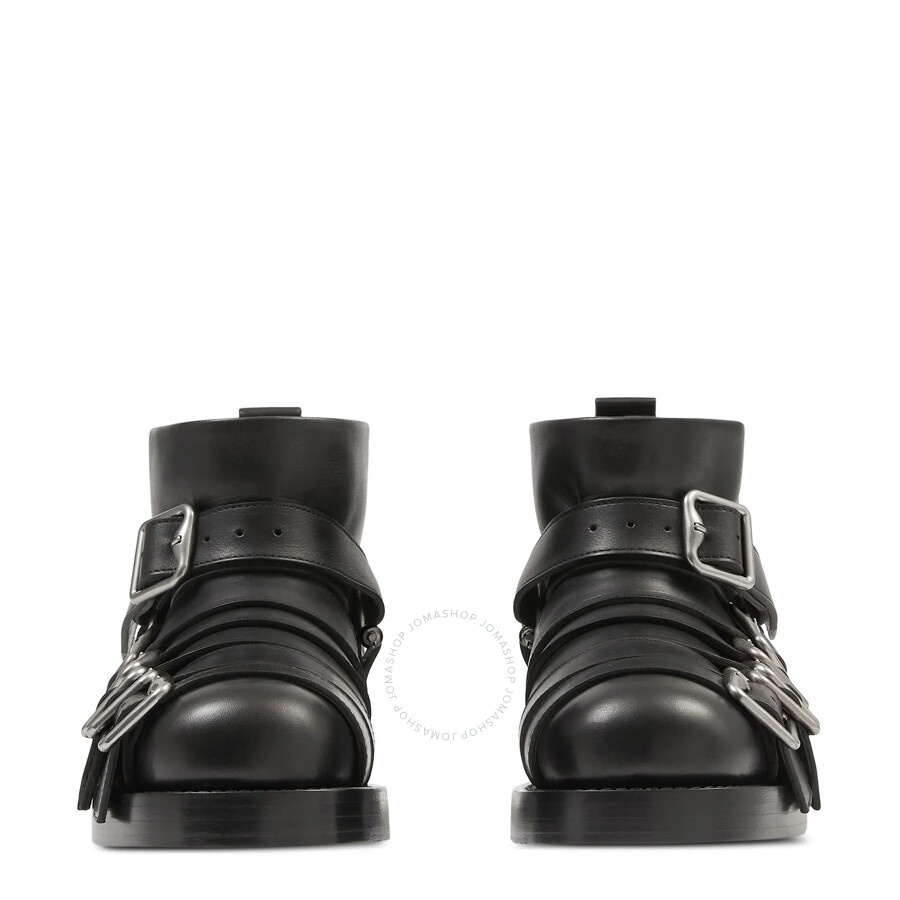Burberry Buckled Leather Biker Boots - 2