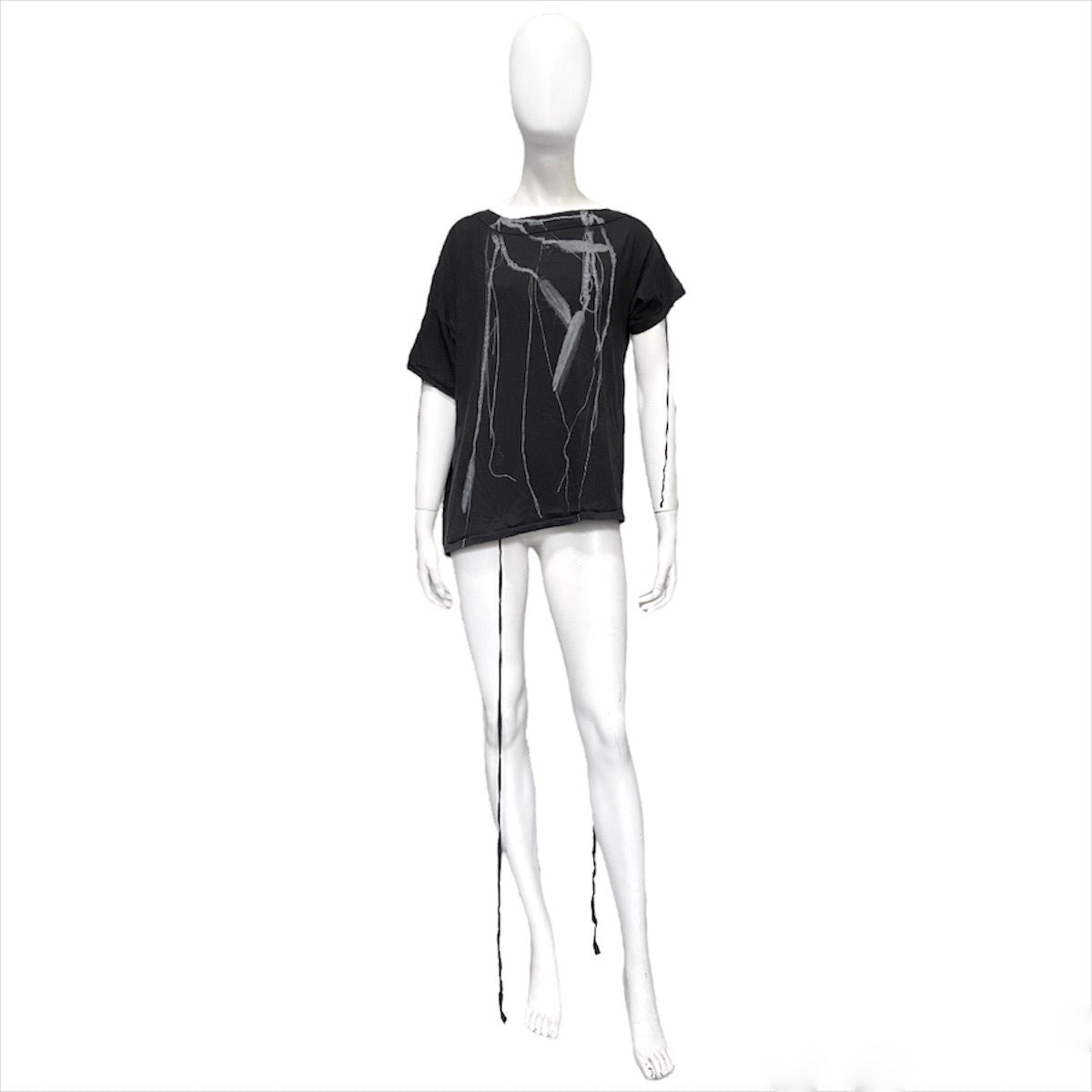 Ann Demeulemeester spring 2017 bondage Trompe I’oeil necklace print asymmetrical tee 36 - 2