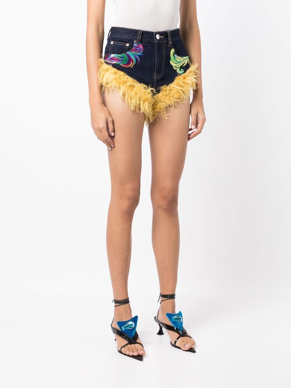 wool-trim denim shorts - 3