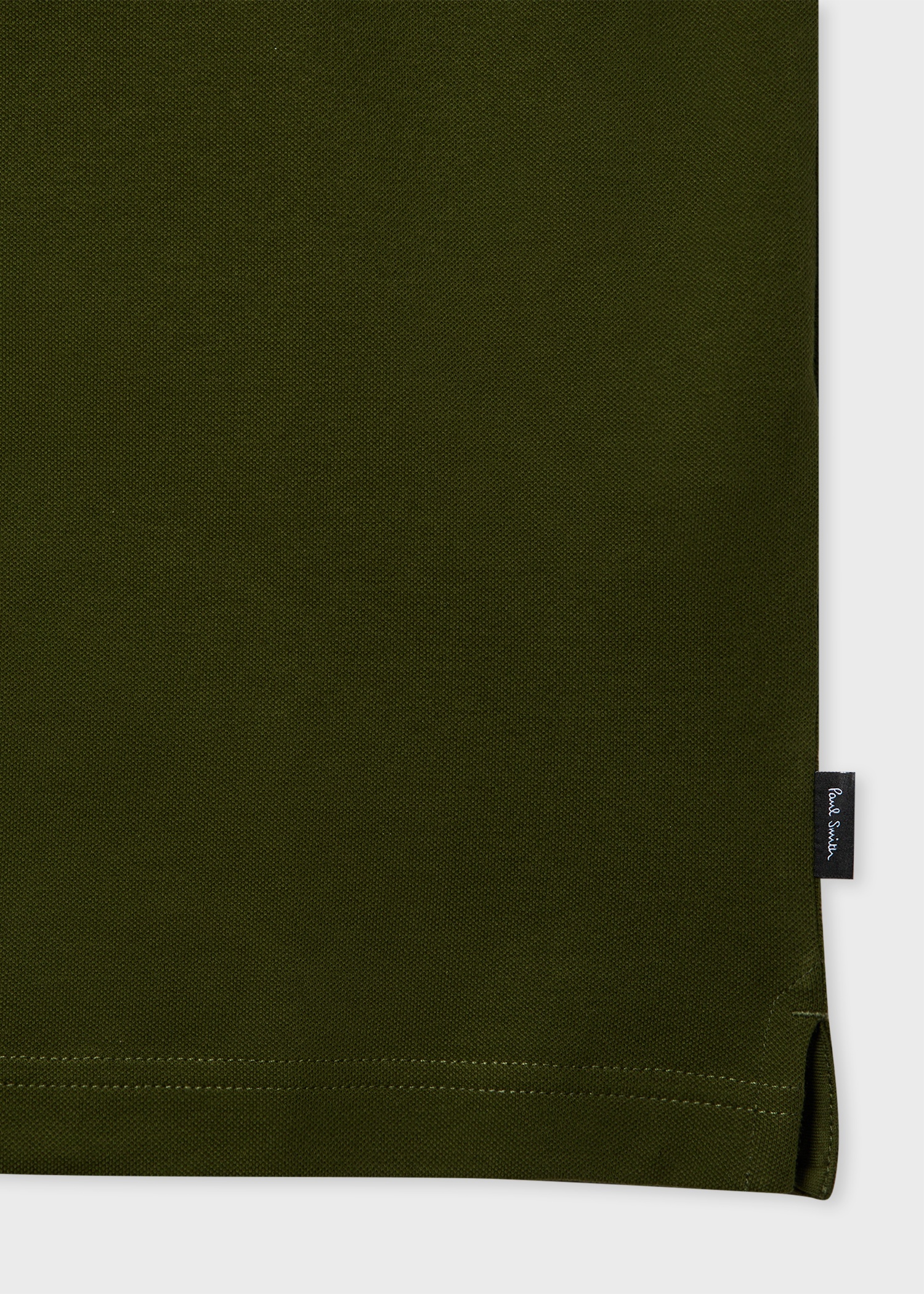 Khaki Green Button-Front Stretch-Cotton Polo Shirt - 2