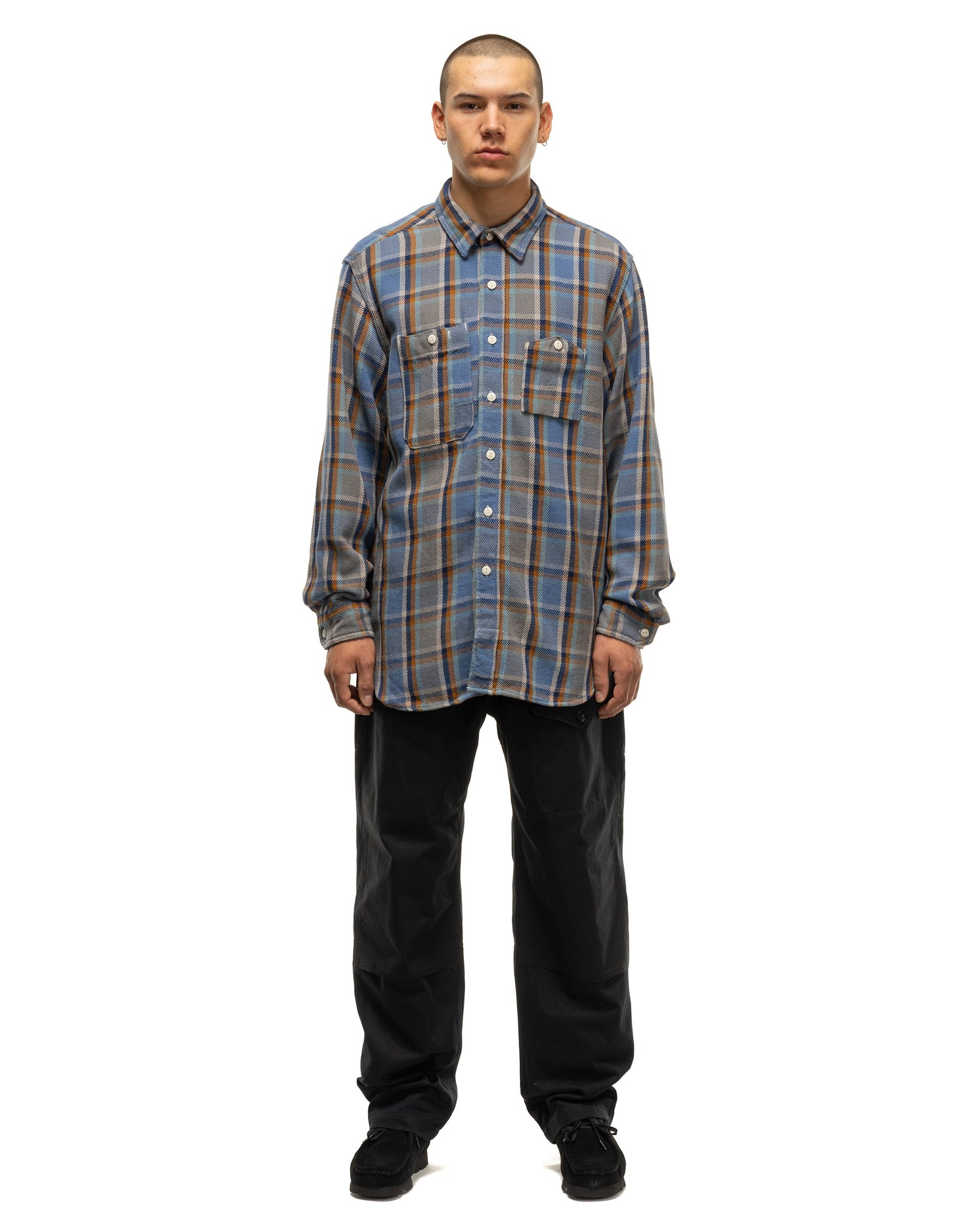 Work Shirt Cotton Heavy Twill Plaid Blue - 2