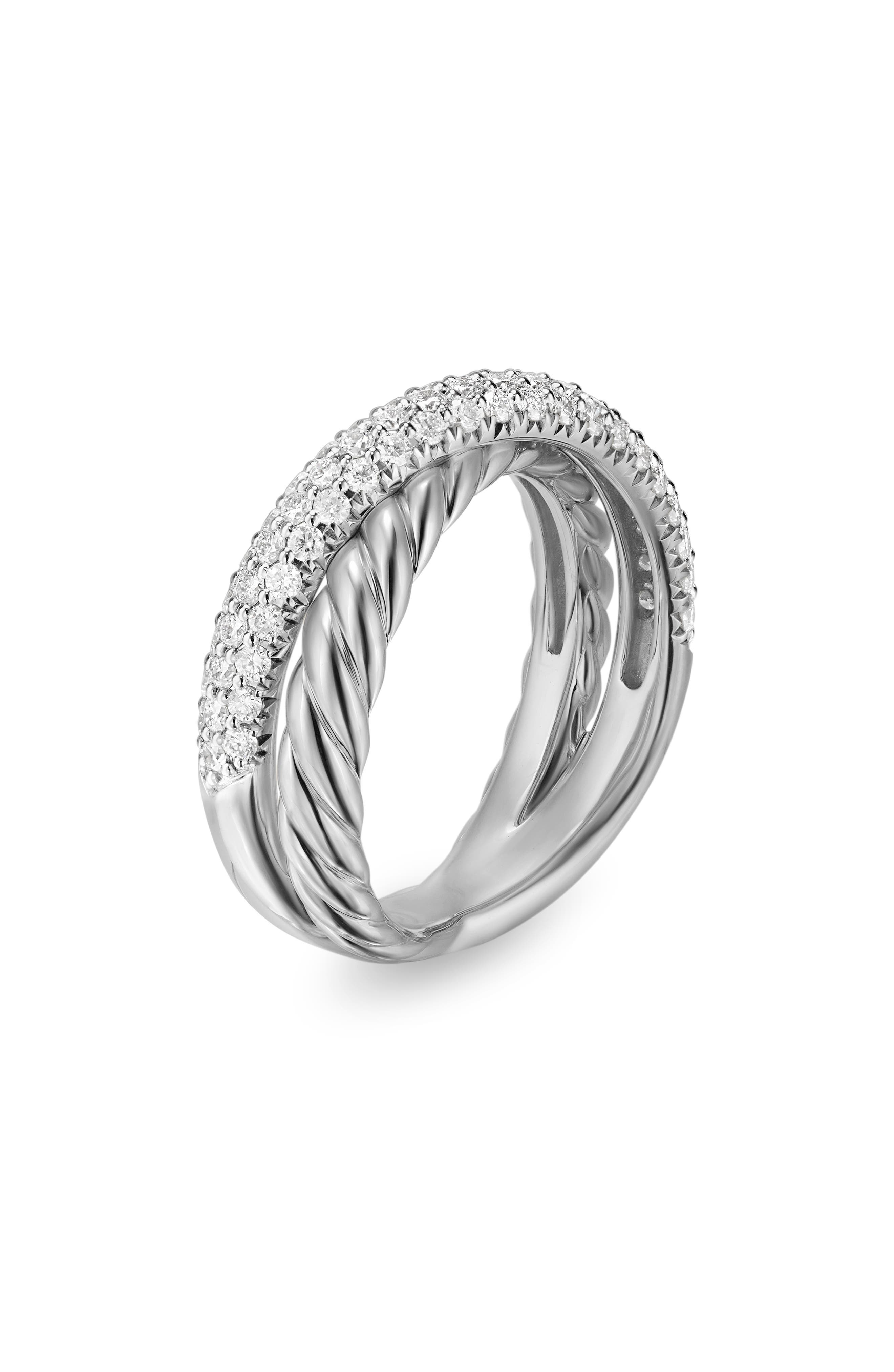 David Yurman Crossover Two-Row Ring in Sterling Silver with Diamonds, 7.5mm at Nordstrom - 6