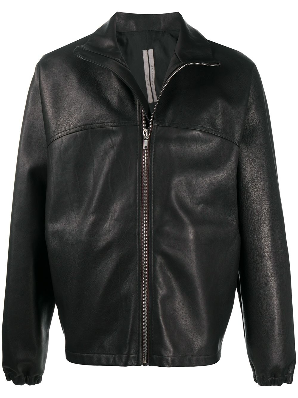 elastic-trimmed leather jacket - 1