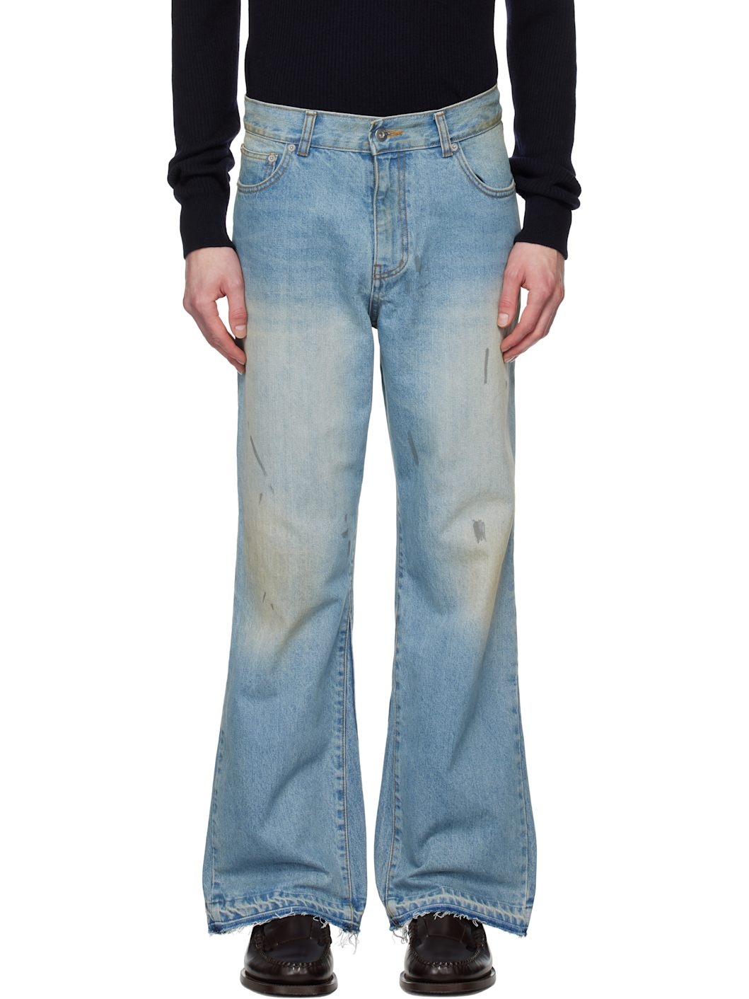 Blue Flared-Leg Reconstructed Jeans - 1