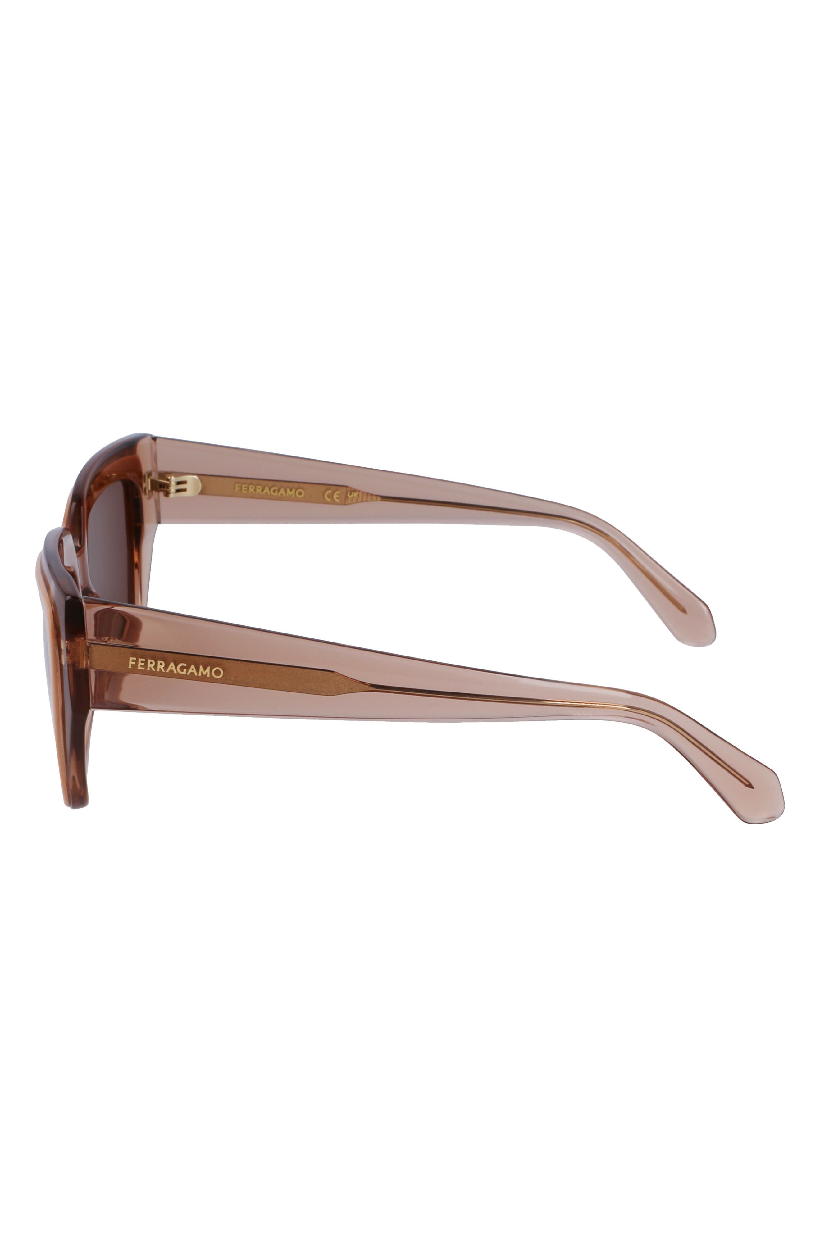 FERRAGAMO Classic Logo 55mm Square Sunglasses in Trnsprnt Nude/Rose at Nordstrom - 3