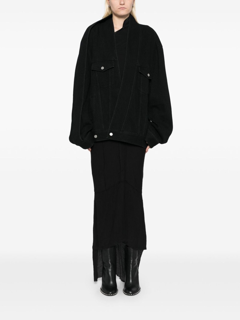 Sankuanz asymmetric collar denim jacket outlook