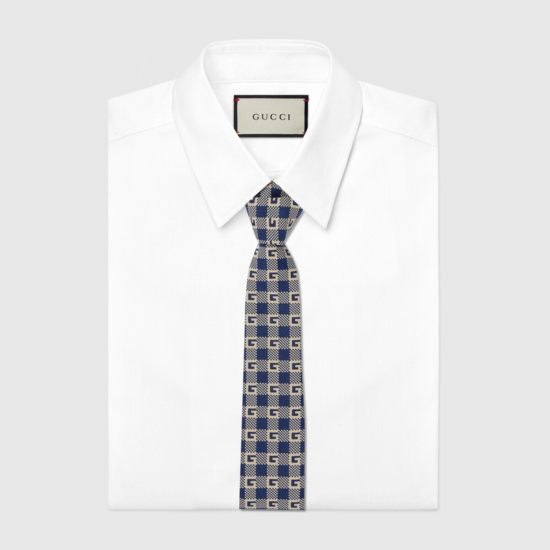 GUCCI Square G check tie outlook