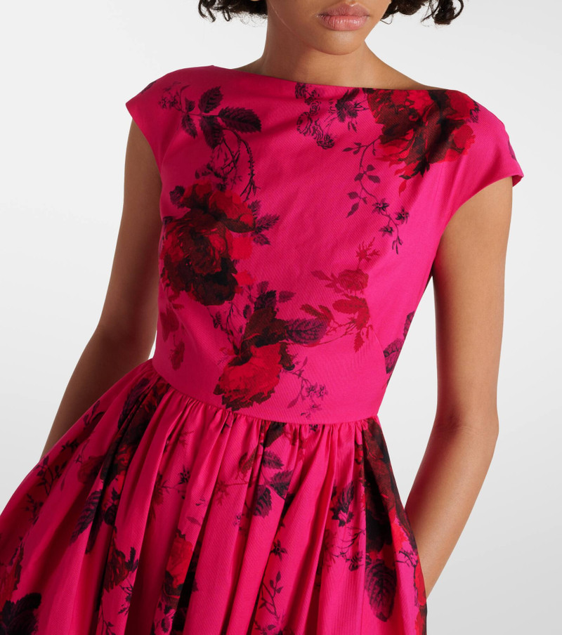 Floral cotton faille midi dress 4