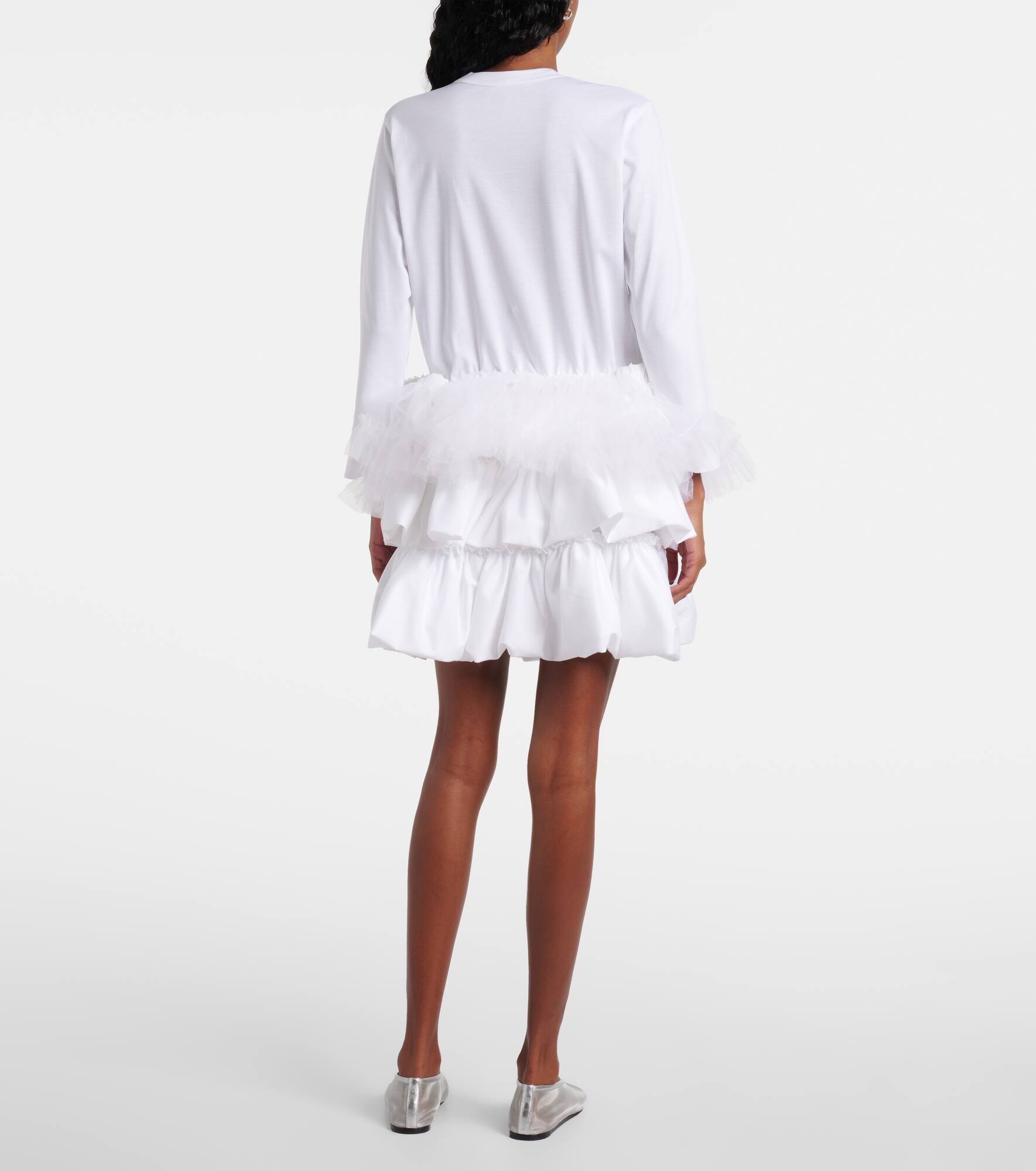 Tulle-trimmed cotton jersey top - 3