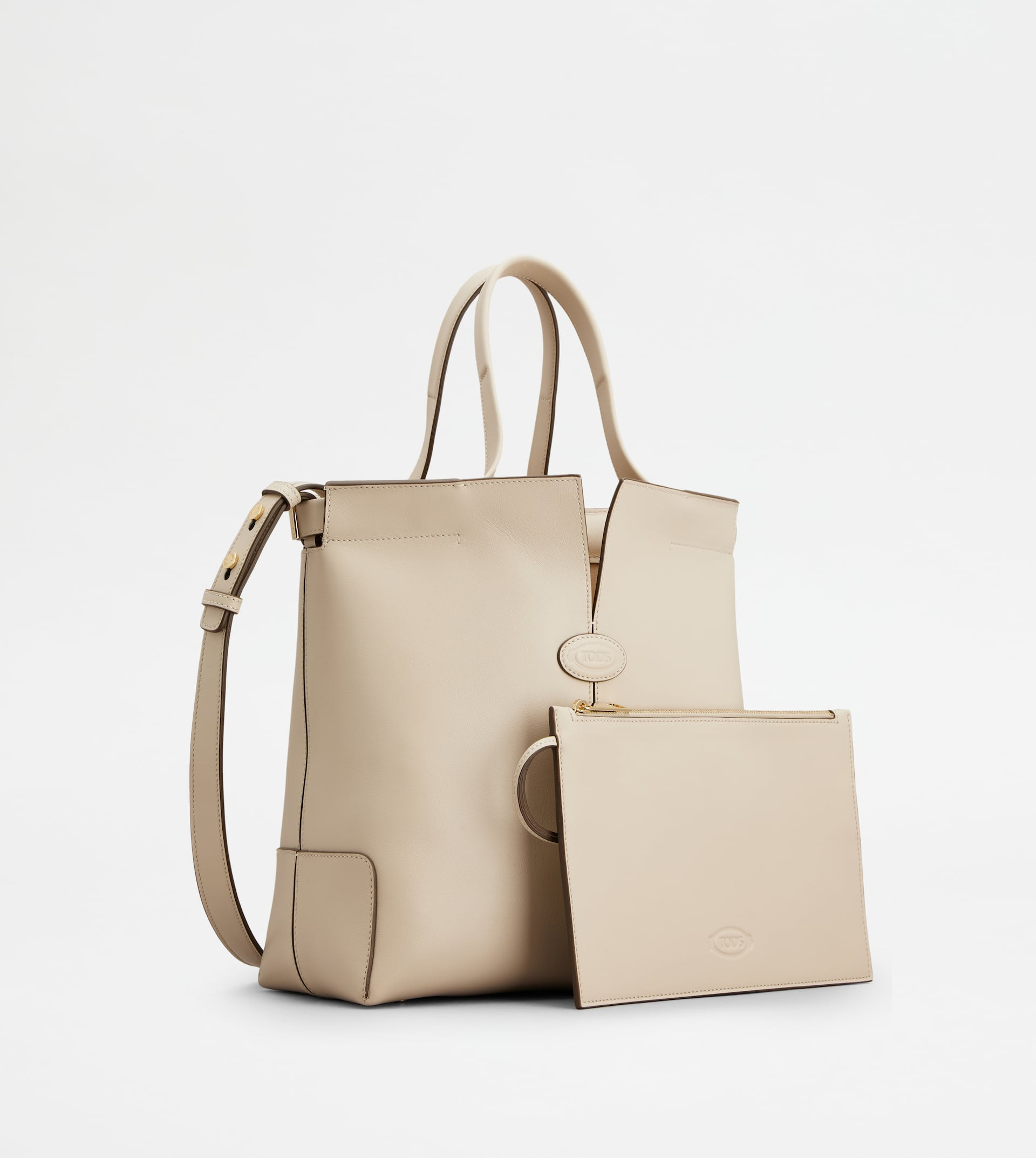 TOD'S DI BAG FOLIO IN LEATHER SMALL - OFF WHITE - 3