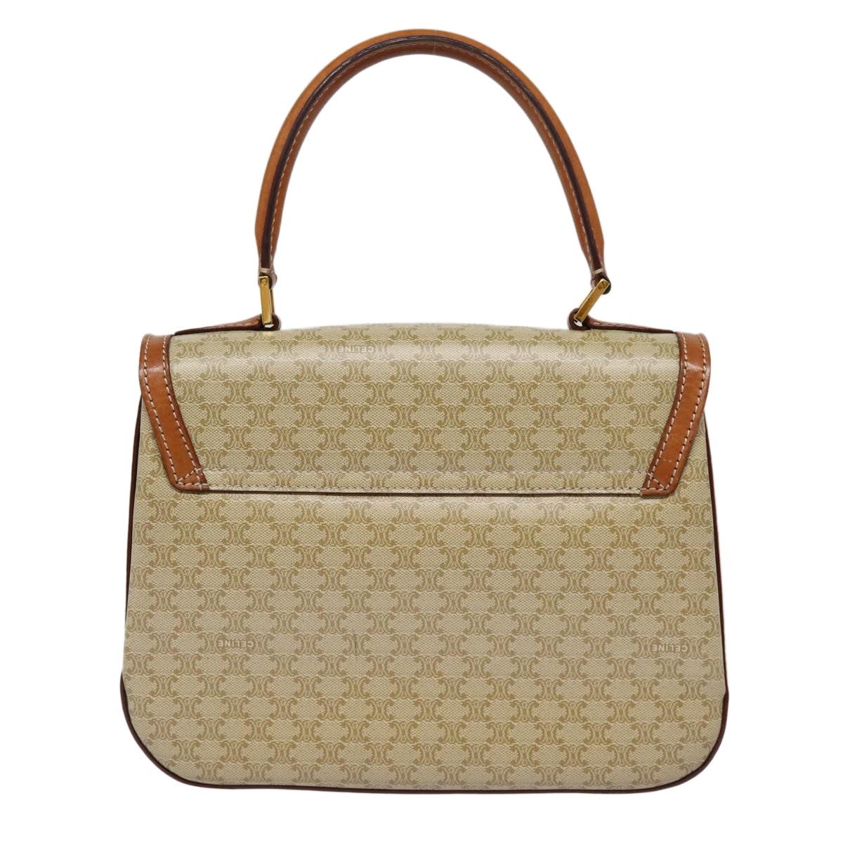CELINE Macadam Canvas Hand Bag Beige Gold - 2