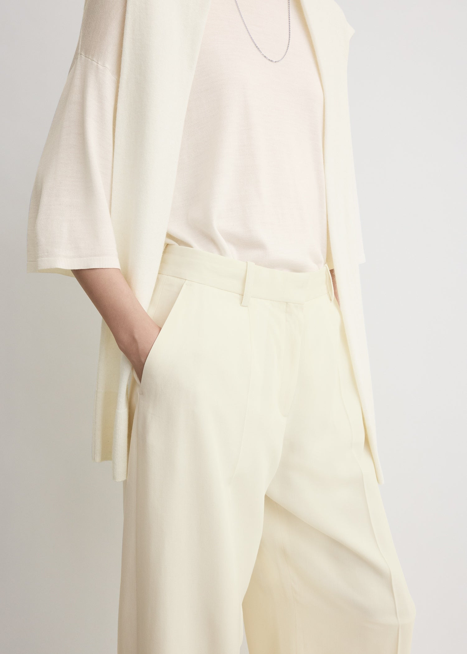 Wide fluid trousers ecru - 5