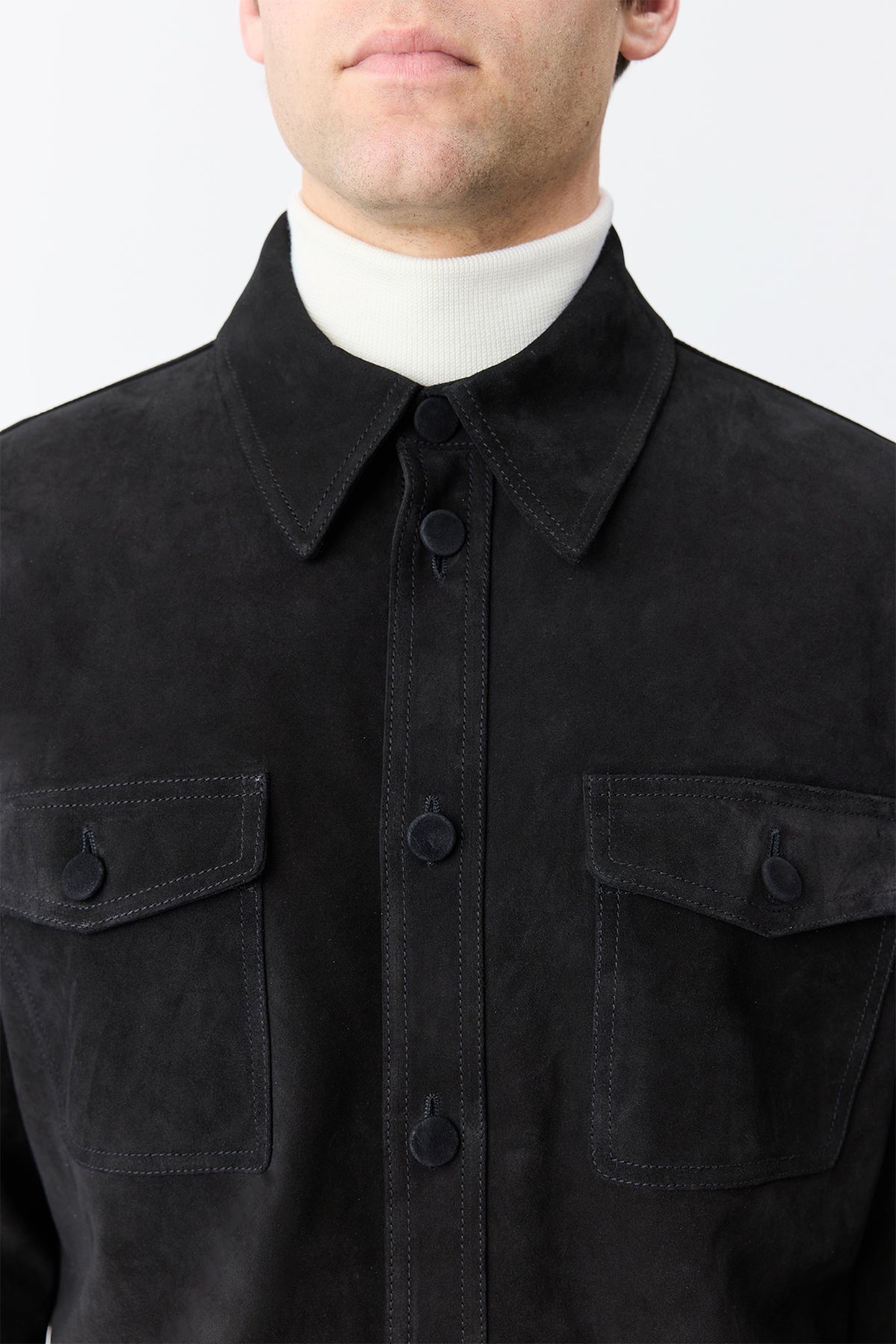 Lucas Overshirt in Black Suede - 3