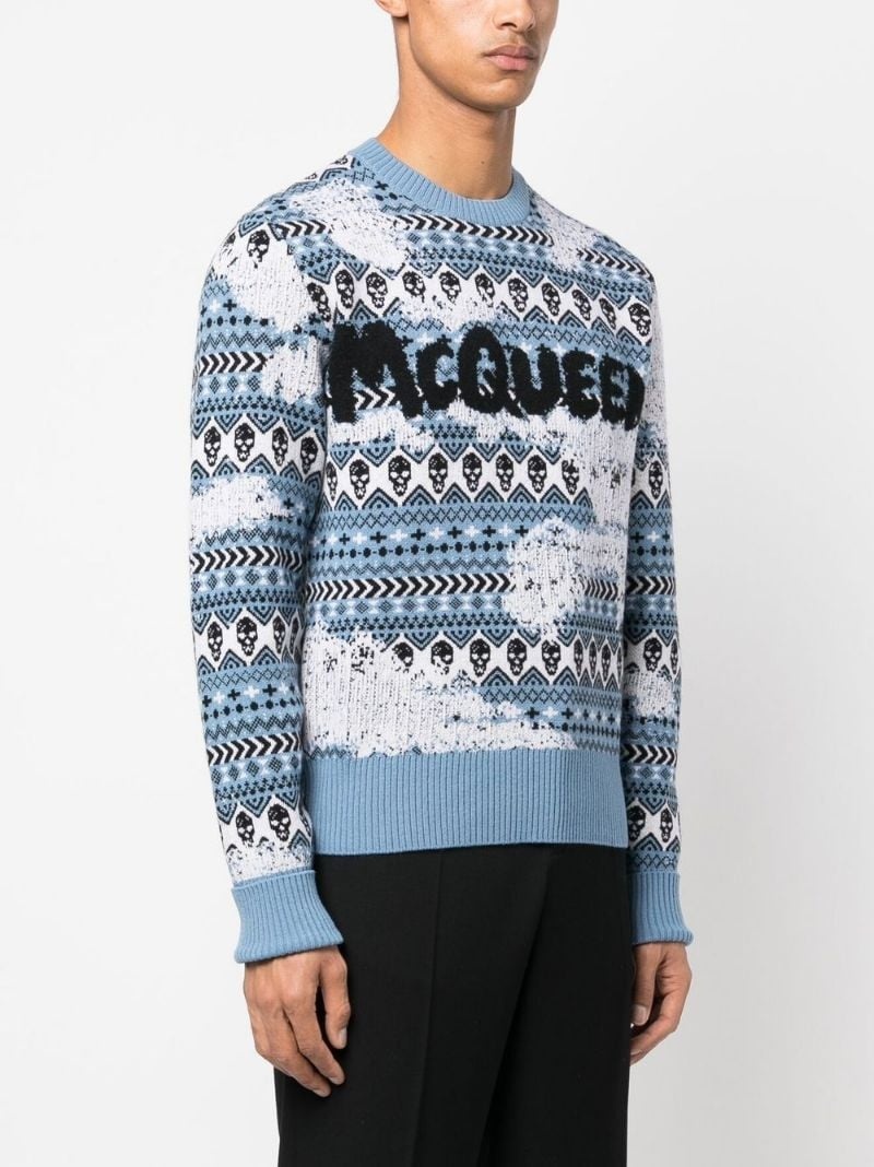 graffiti-logo Fair Isle knit jumper - 3
