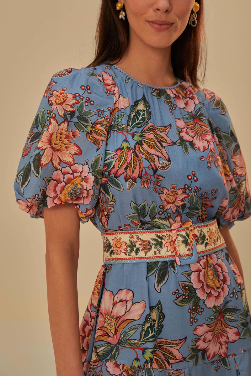 Blue Wonderful Bouquet Mini Dress 3