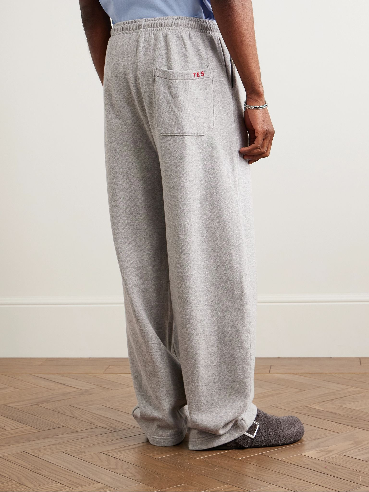 Daily Wide-Leg Cotton and Cashmere-Blend Jersey Sweatpants Gray - 4