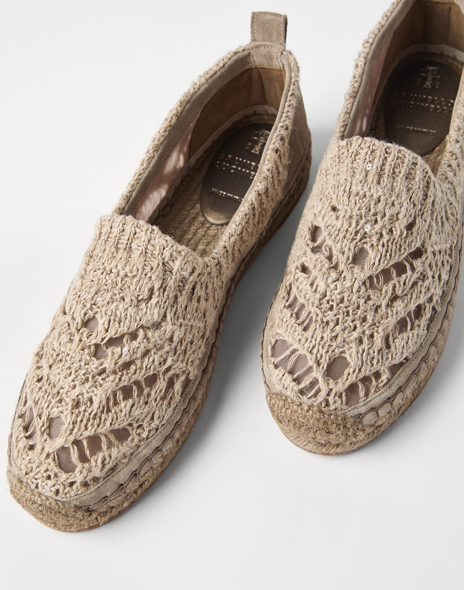 Dazzling foliage lace knit and suede espadrilles - 3