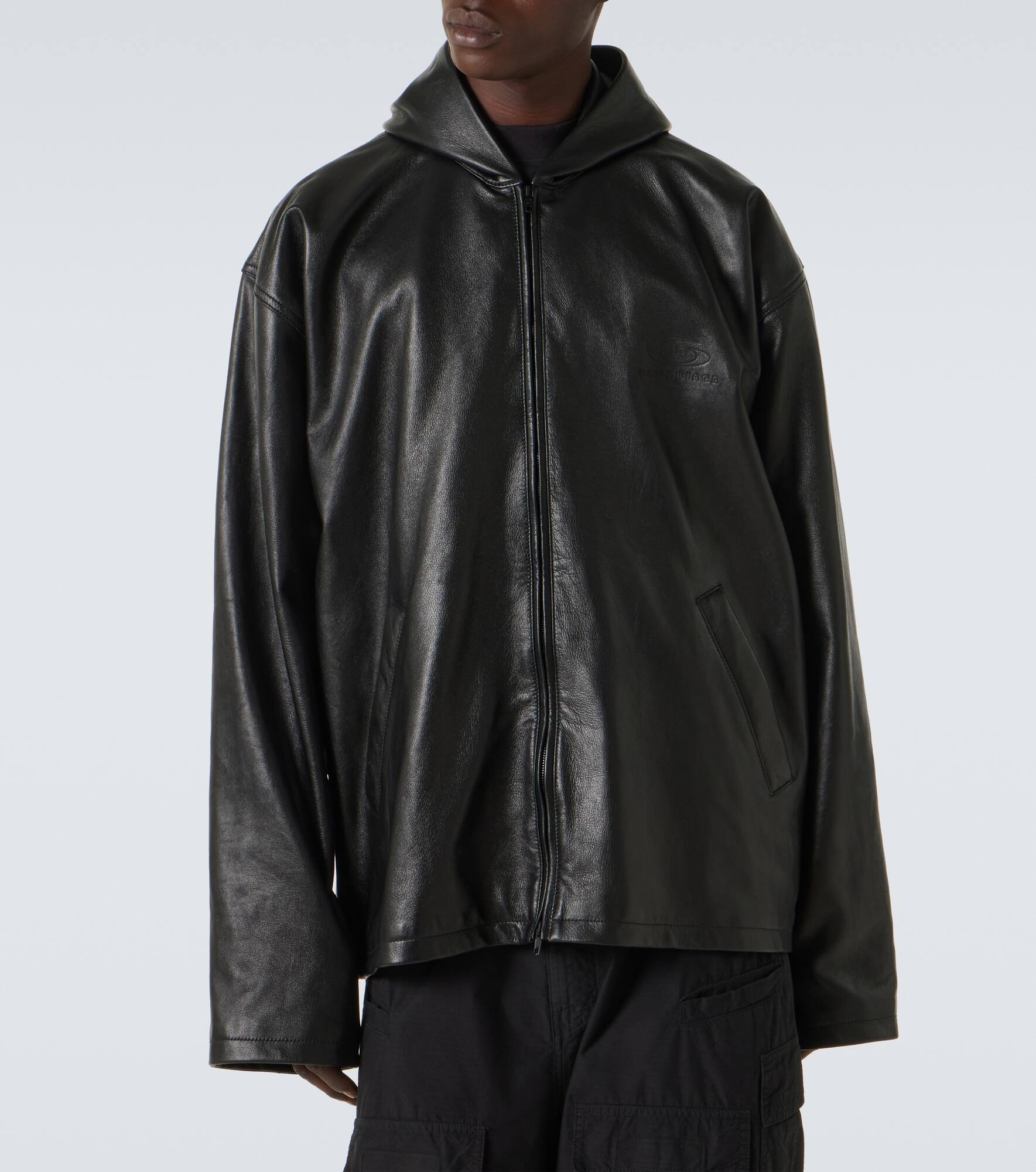 Hooded leather blouson - 3