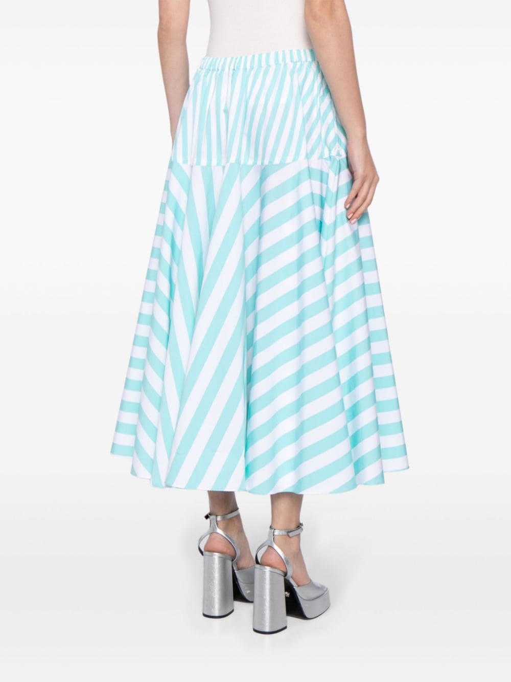 striped cotton midi skirt - 4