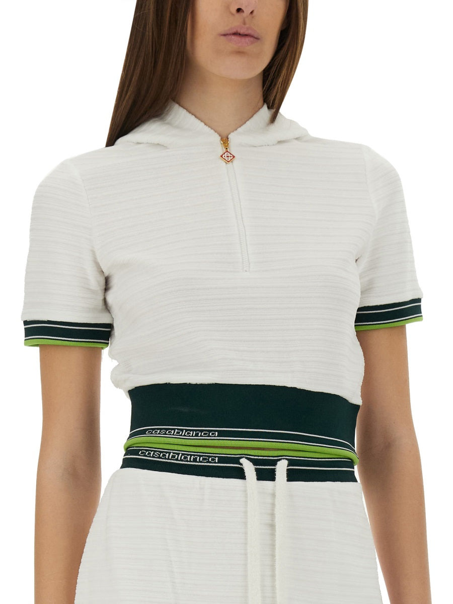 Casablanca Women Cropped Tennis Shirt - 4
