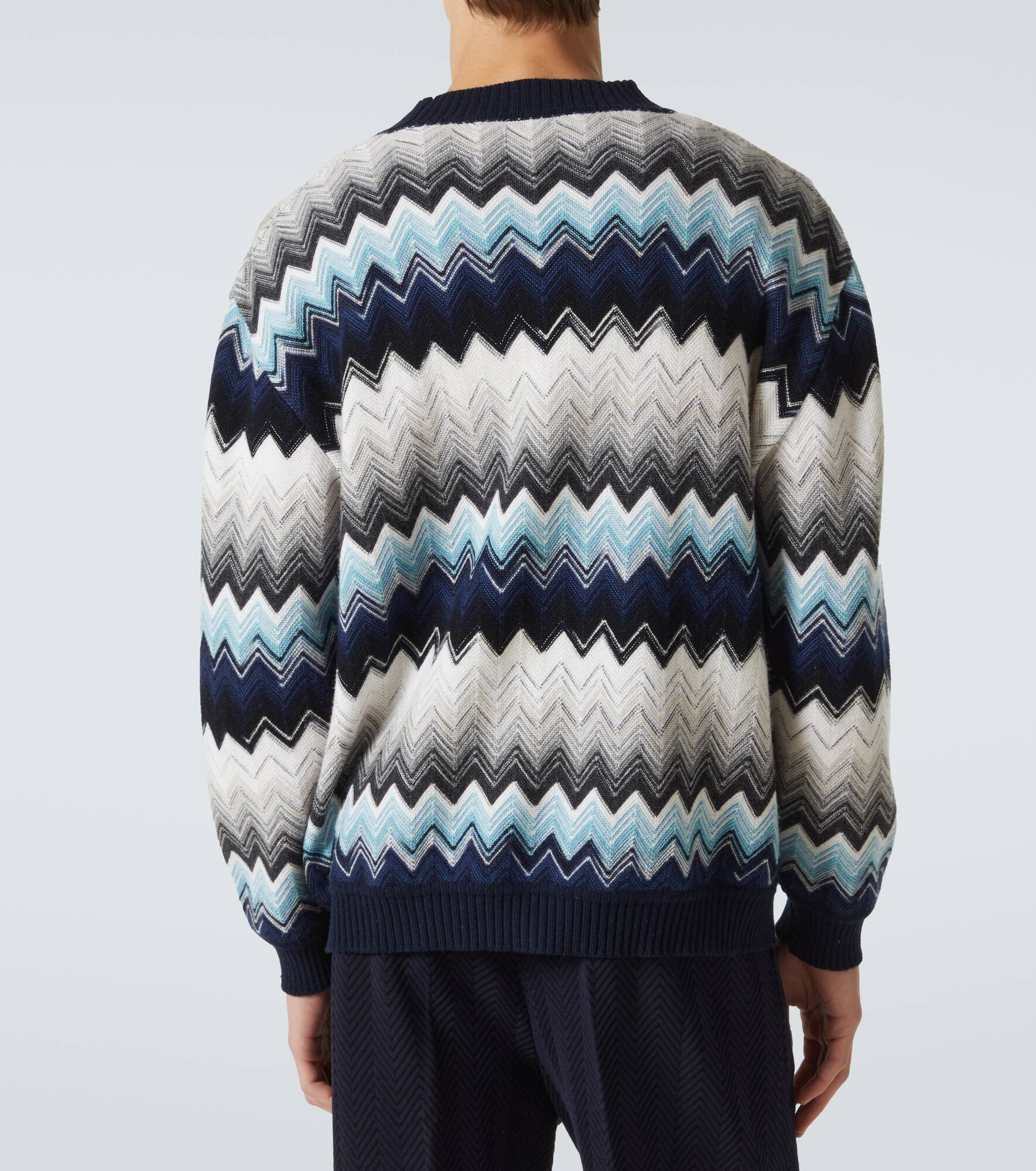 Zigzag wool and cotton cardigan - 4