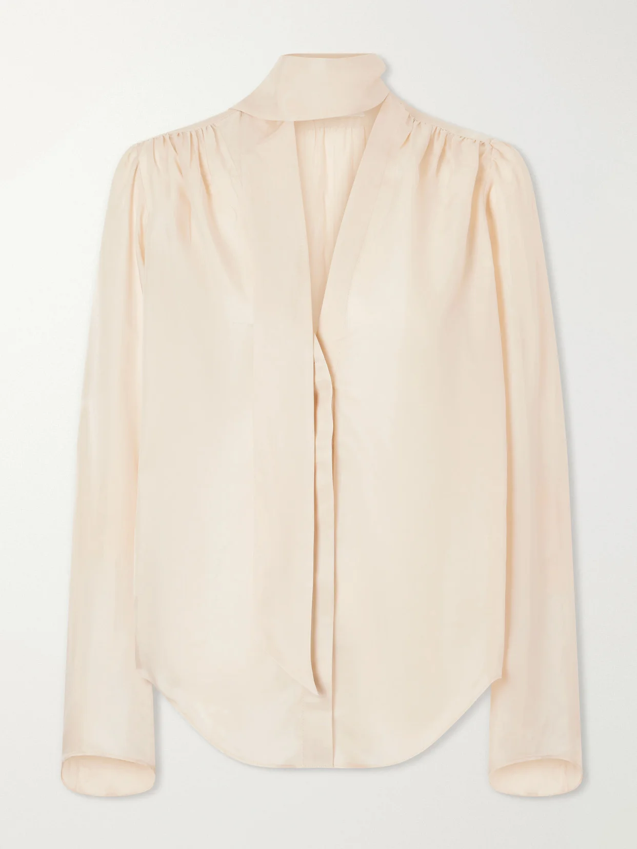 Scarf-detailed Satin Blouse - 1