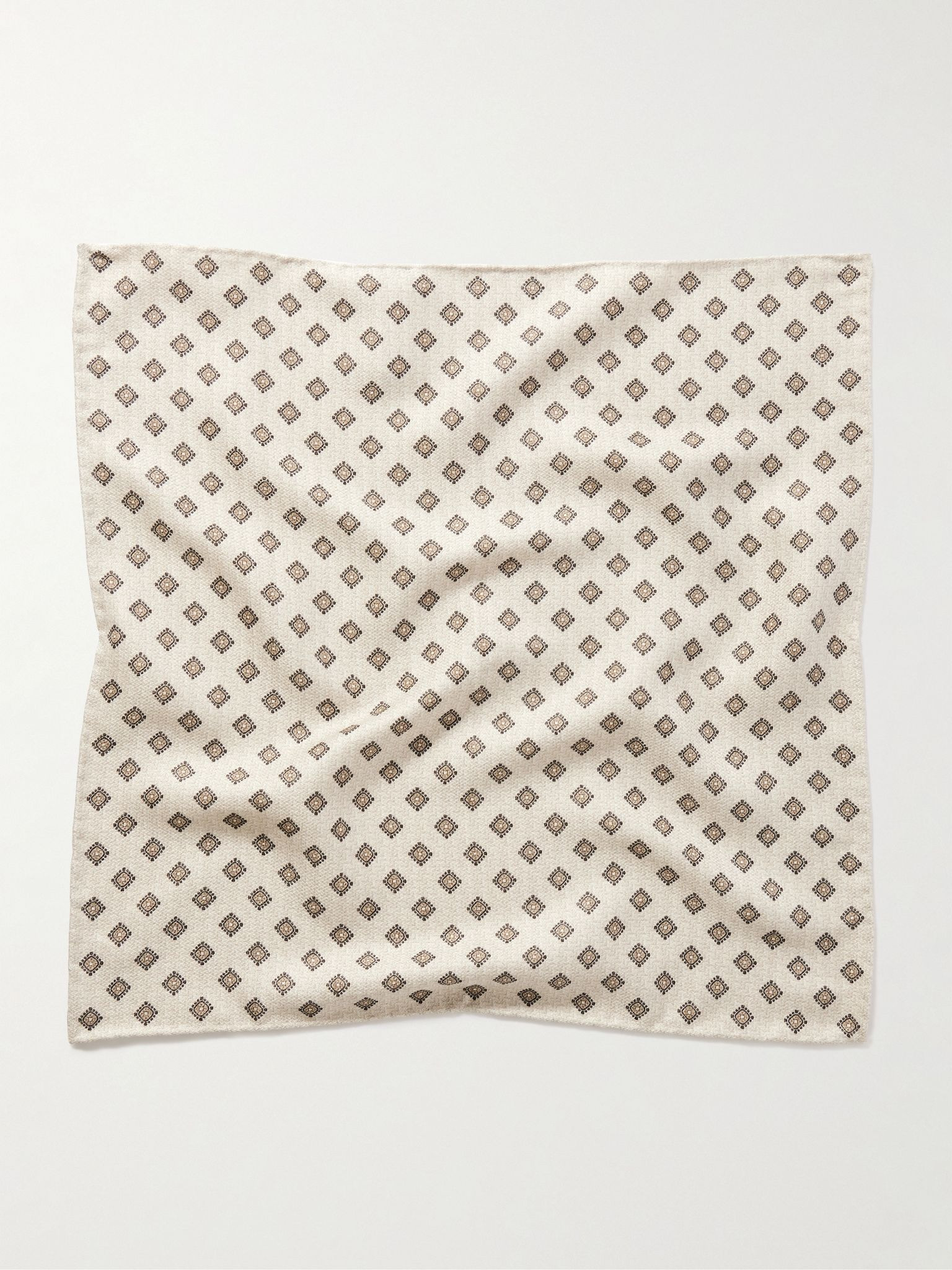 Silk-Jacquard Pocket Square Cream - 2