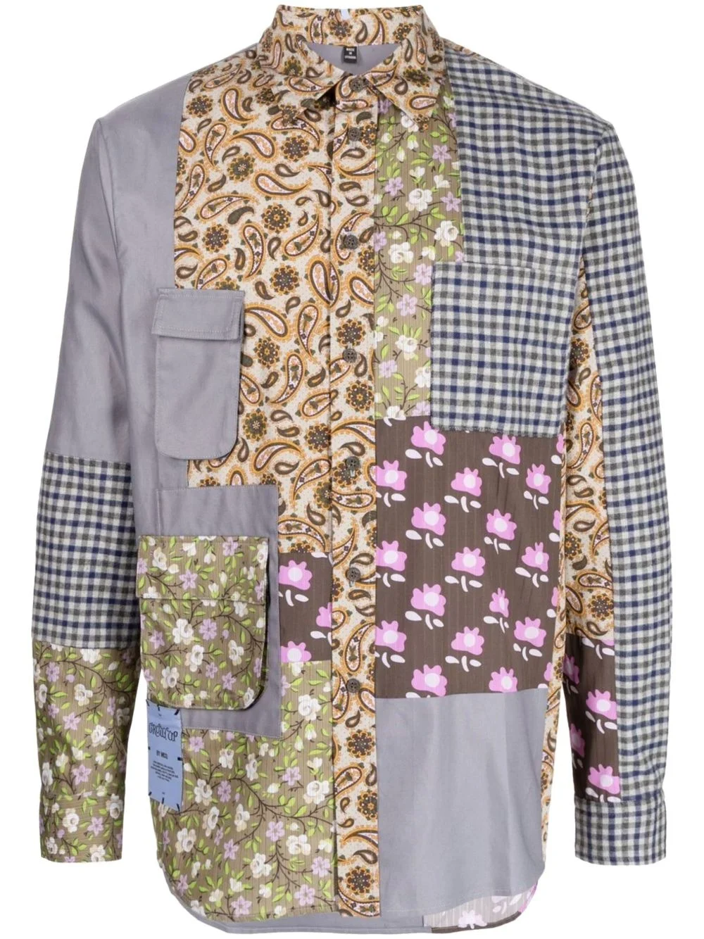 patchwork-design shirt - 1