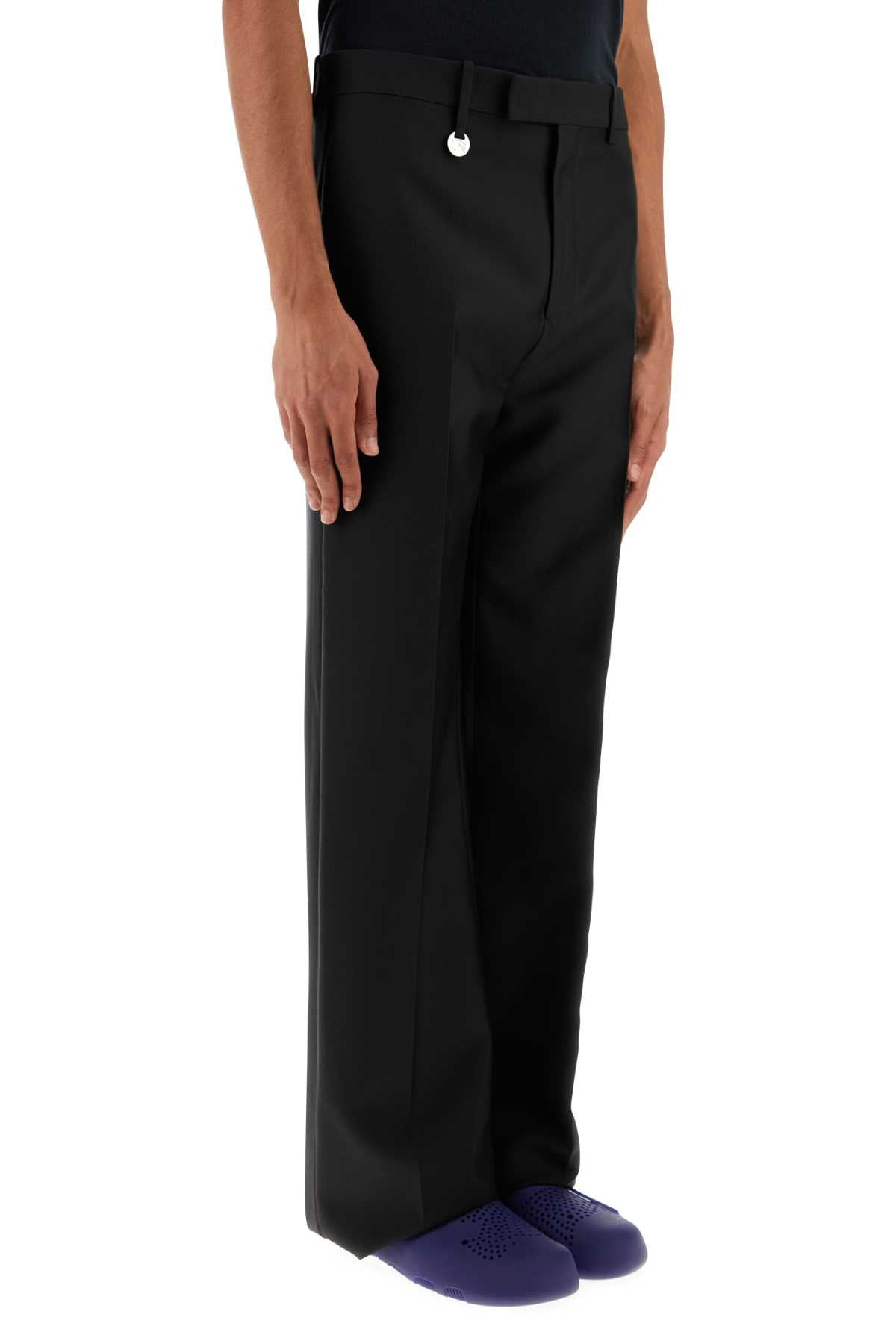 Burberry Men Black Wool Blend Wide-Leg Pant - 3