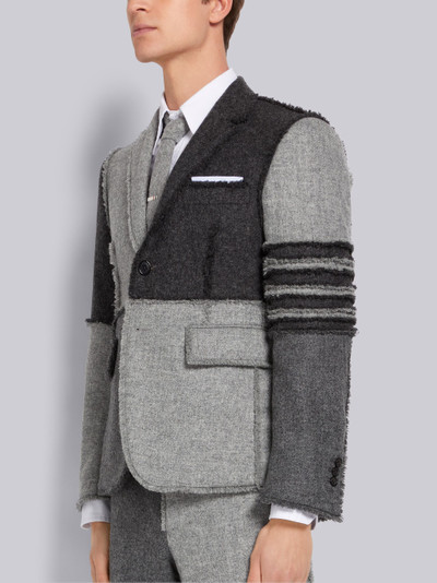 Thom Browne Light Grey Quarter Split Shetland 4-Bar Fray Edge Classic Sport Coat outlook