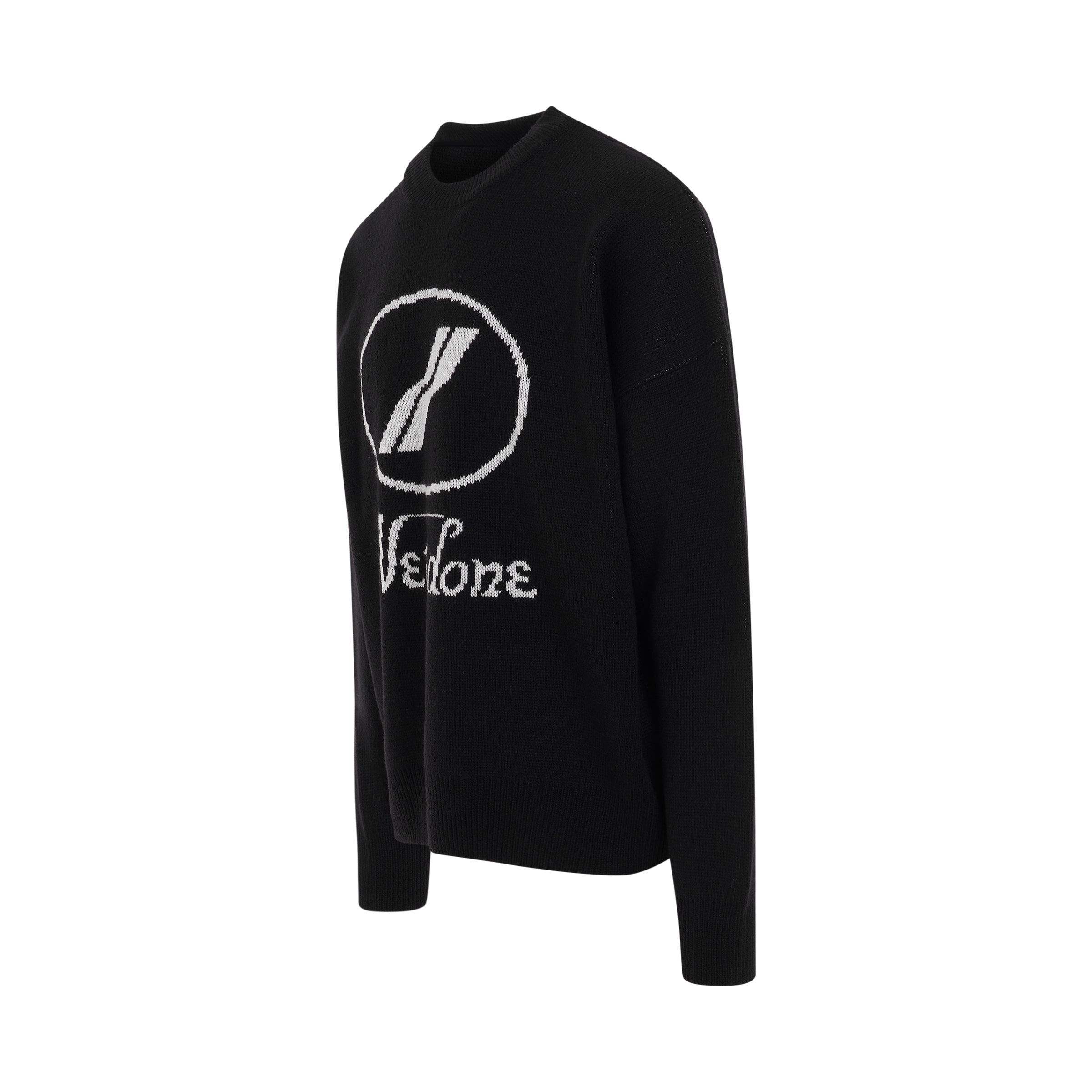 Logo Jacquard Intarsia Sweater in Black - 2