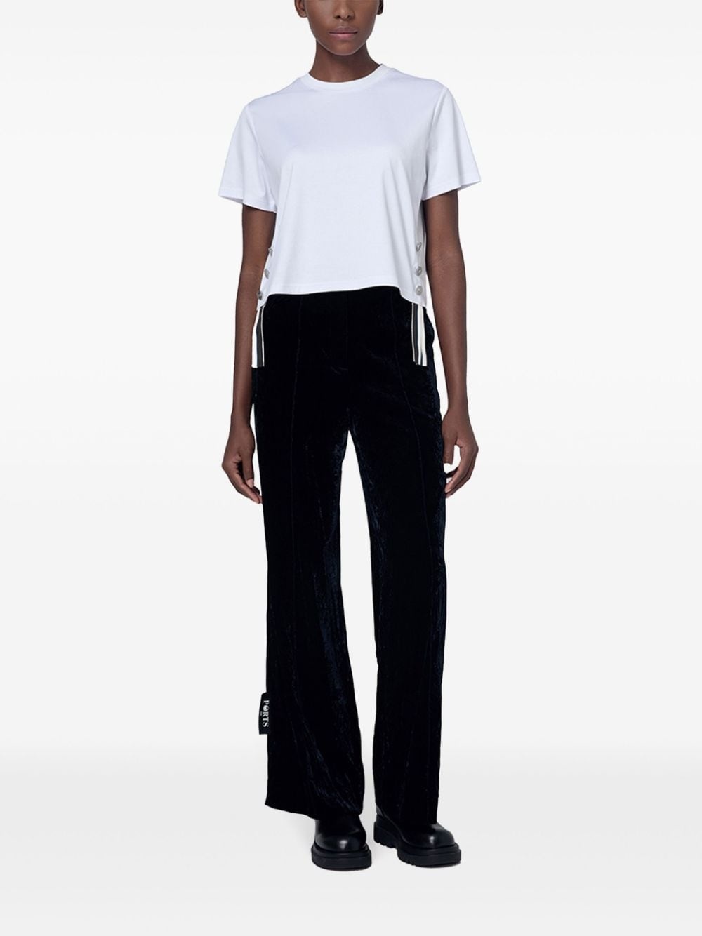 contrast-tape cotton T-shirt - 2