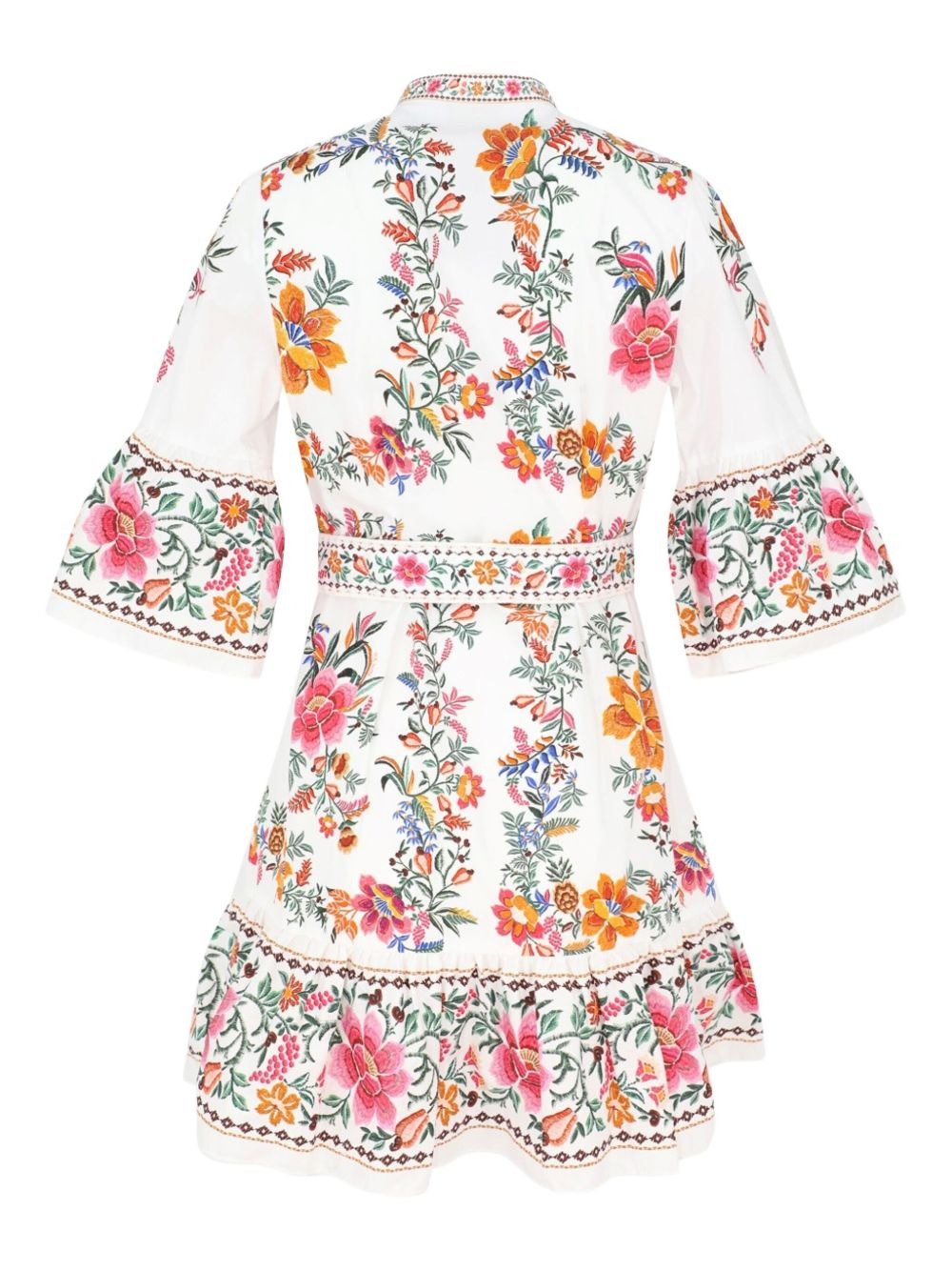 floral-embroidered belted mini dress - 2