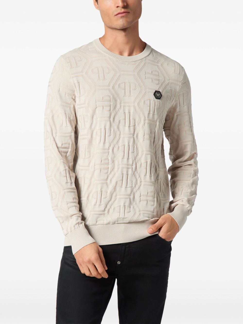 jacquard-logo sweater - 3