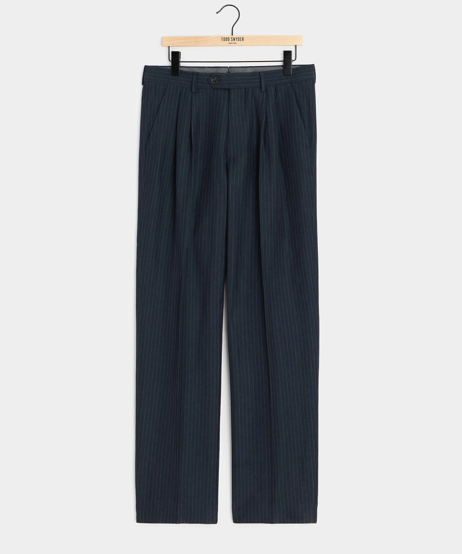 Italian Linen-Cotton Pinstripe Wythe Trouser - 1