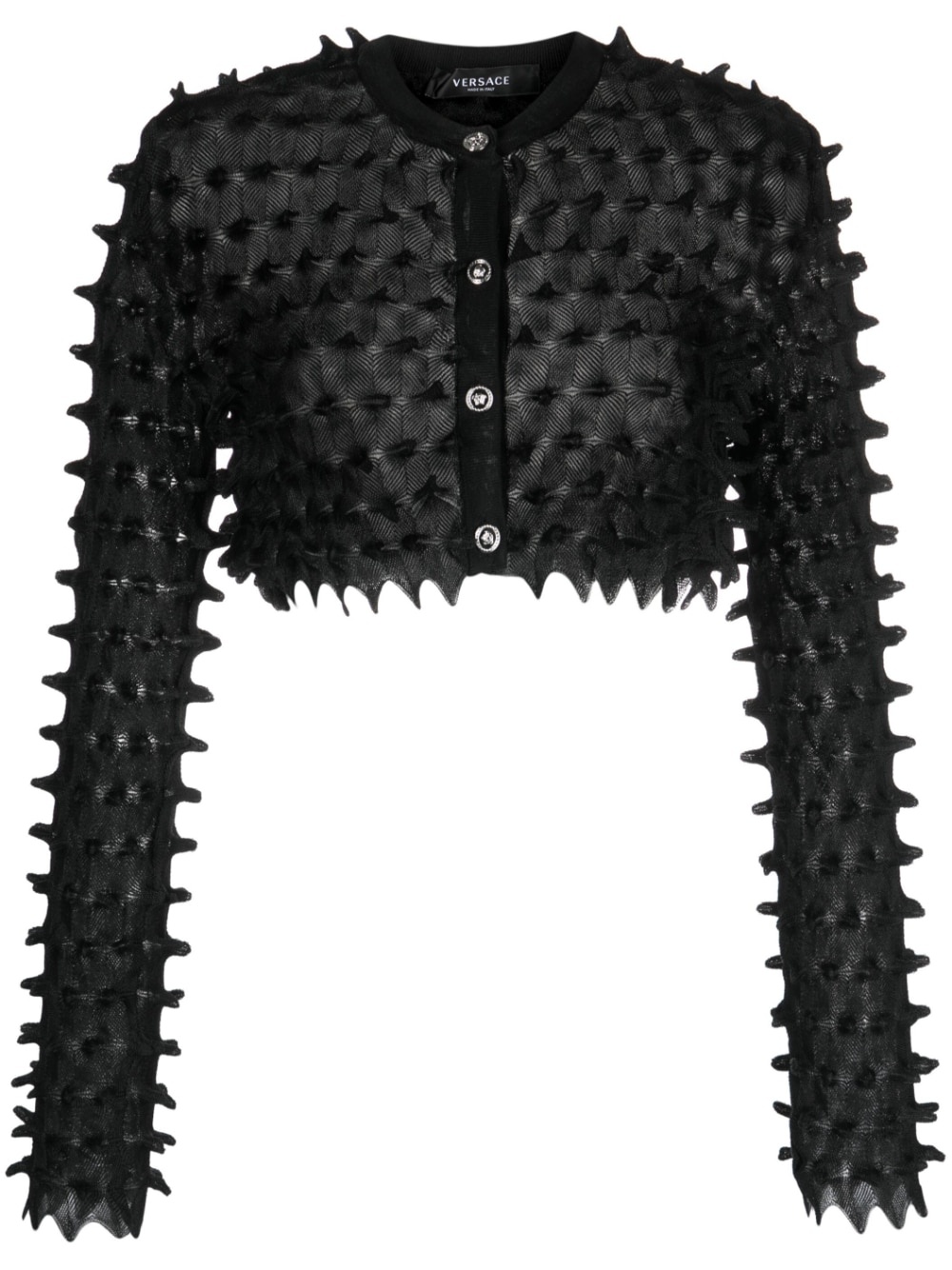 spike-textured cropped cardigan - 1