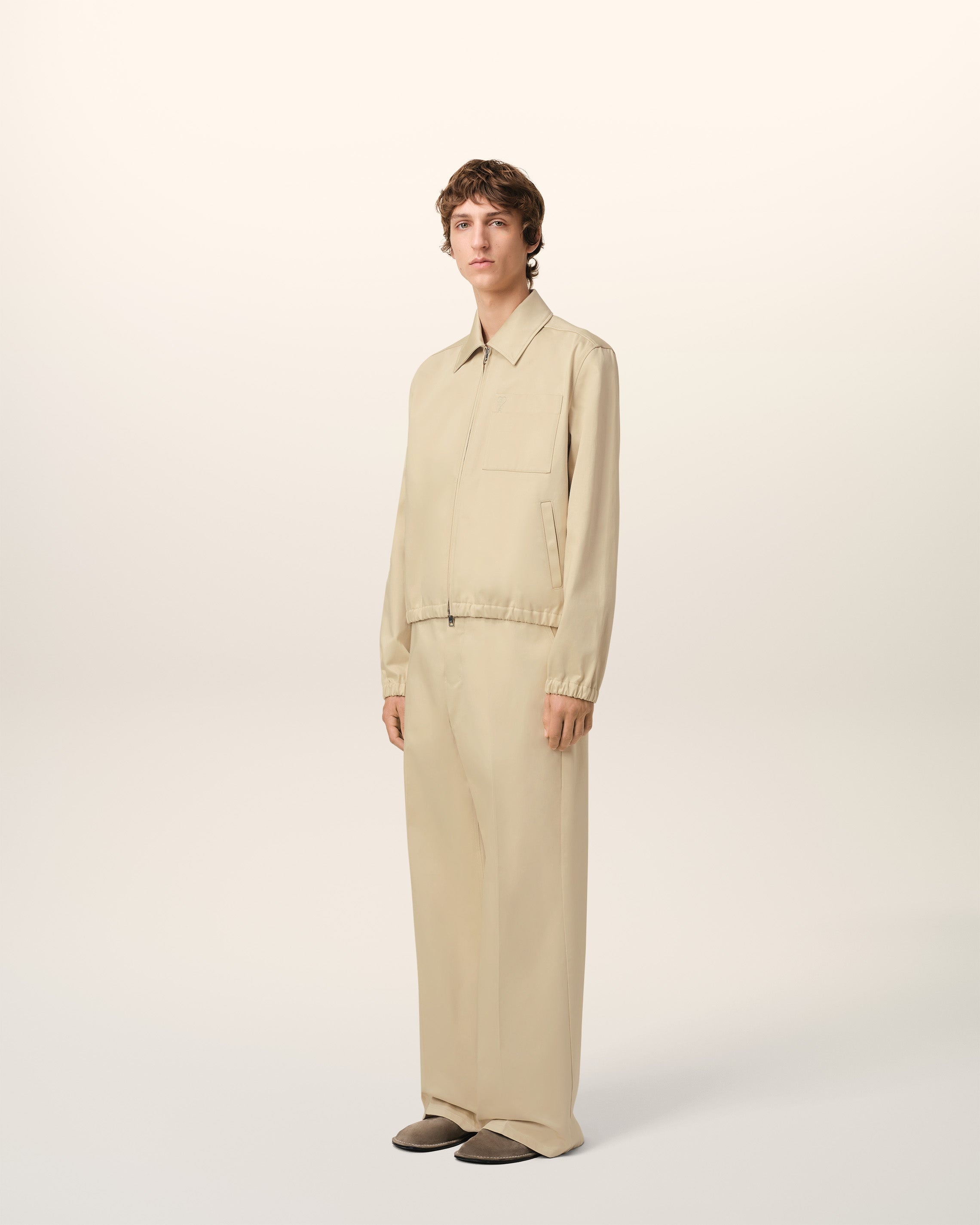 BEIGE COTTON AMI DE COEUR ZIPPED JACKET - 6