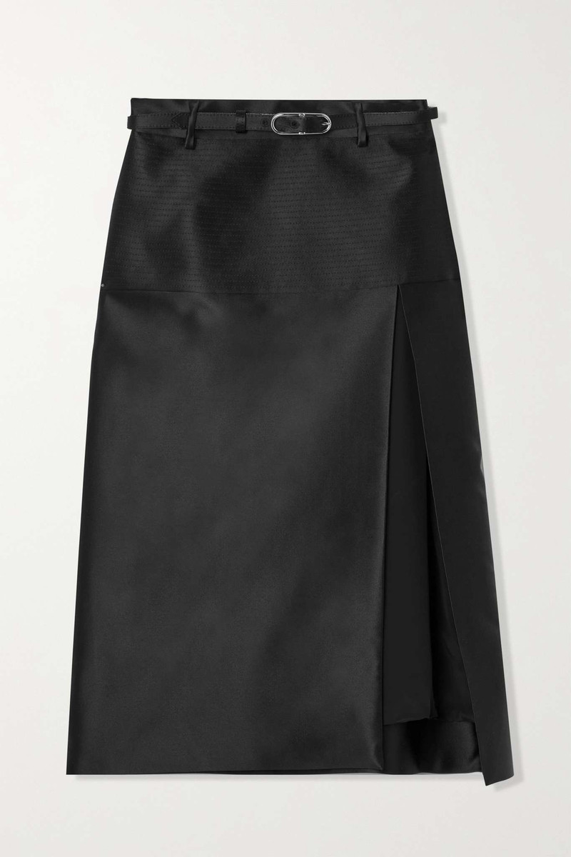 Love Parade belted duchesse-satin midi skirt 1
