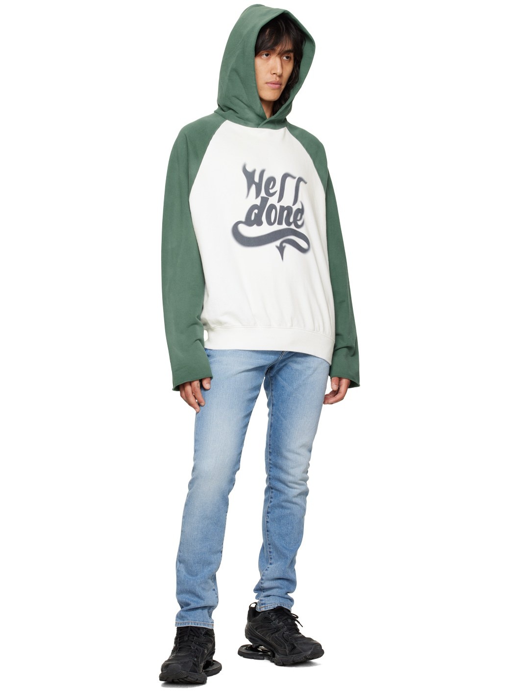 Green & Off-White Devil Hoodie - 4