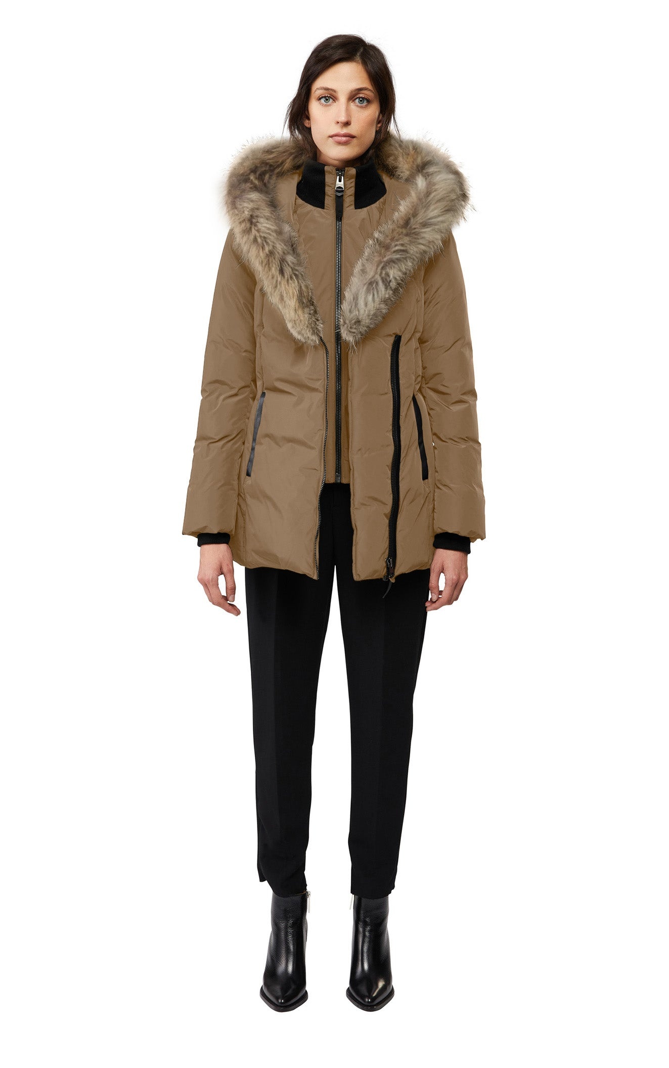 ADALI fitted winter down coat with hood and fur trim - 2