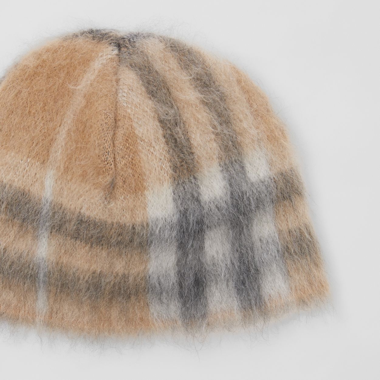 Check Mohair Silk Blend Beanie - 2