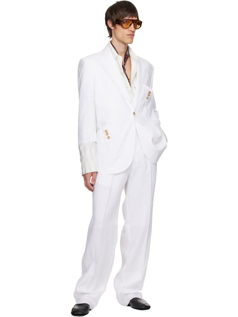 Moschino White Tailored Twist Linen Cloth Trousers outlook