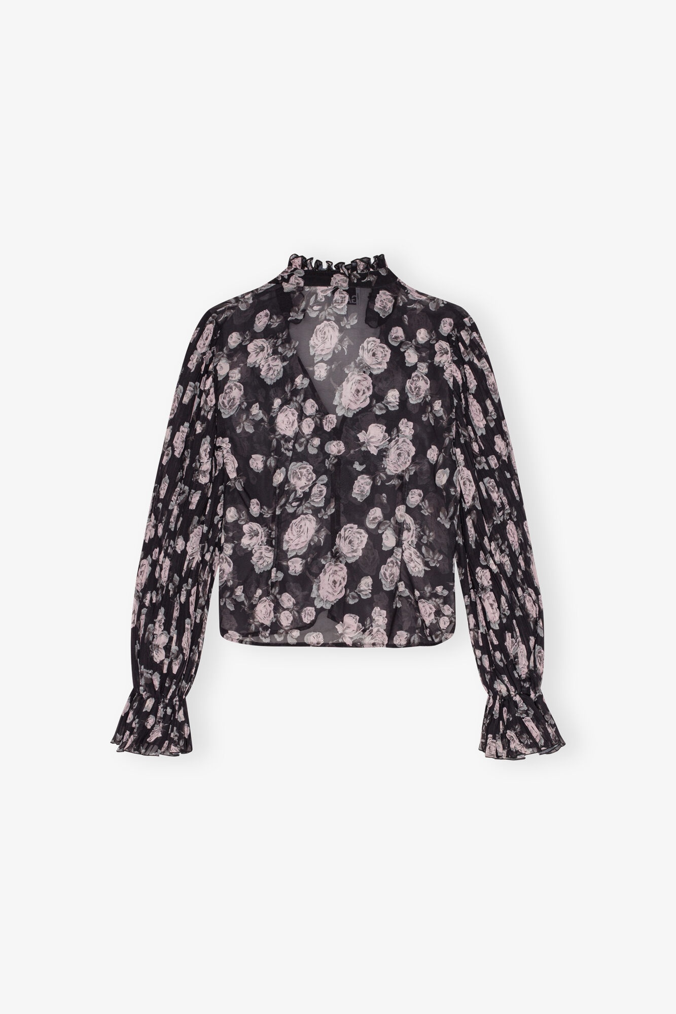 FLORAL PRINTED PLEATED GEORGETTE BLOUSE - 6