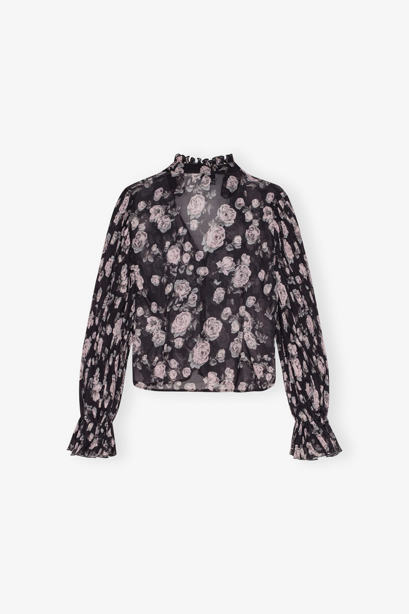 FLORAL PRINTED PLEATED GEORGETTE BLOUSE 6