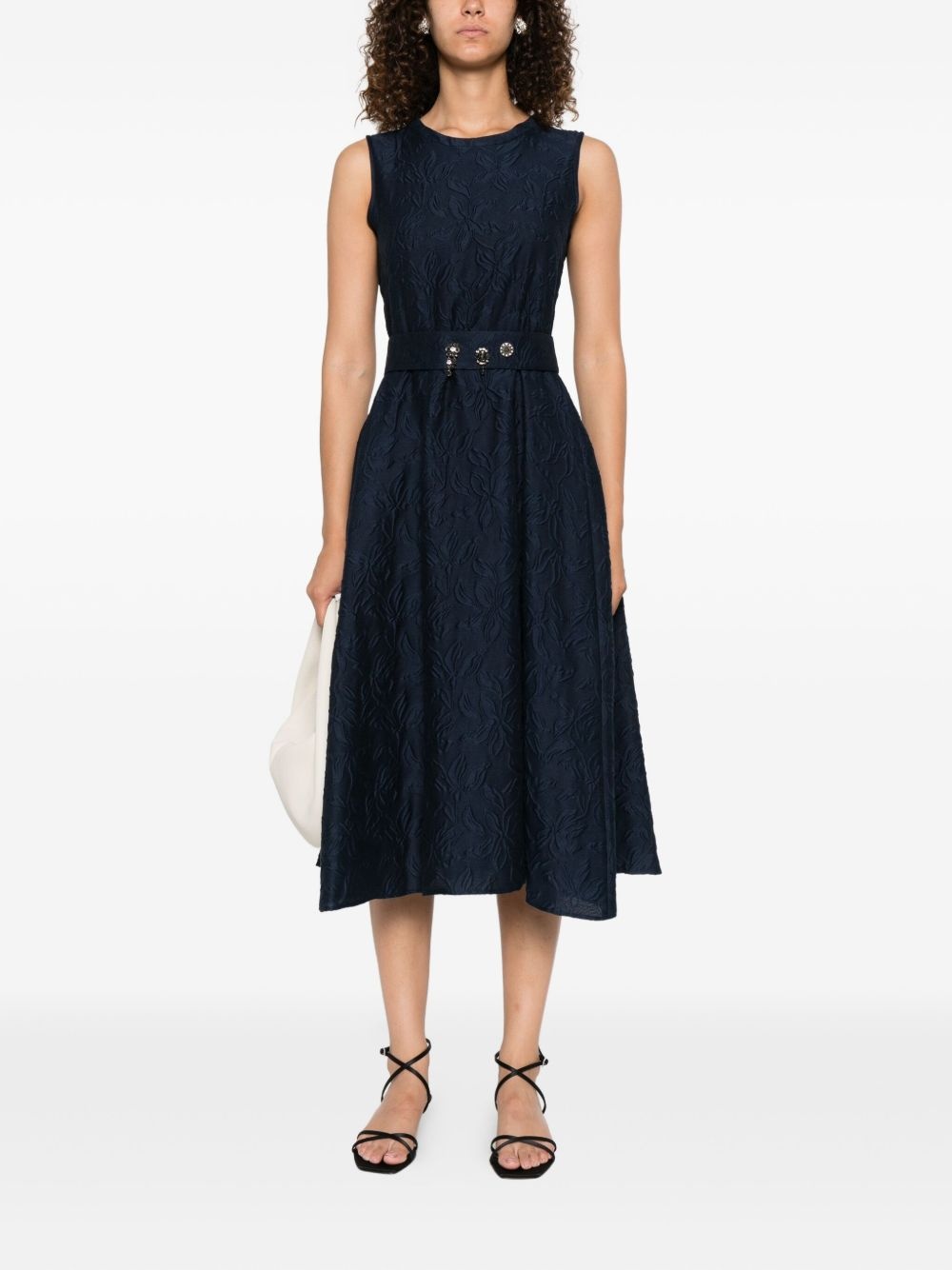 floral-embroidered sleeveless midi dress - 2